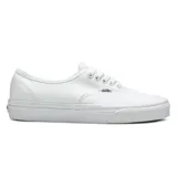 Zapatillas Vans Authentic unisex, color blanco, de caña baja, con capellada de lona, ojales metálicos, suela waffle de goma y cierre con cordones.