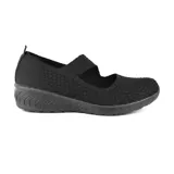 Zapato tipo Mary Jane color negro, marca Skechers, modelo Relaxed Fit Up-Lifted. Capellada de tejido técnico Stretch Fit, plantilla Skechers Air-Cooled Memory Foam y suela de tracción flexible.