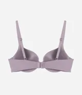 Soutien push-up de microfibra color marrón, con copas moldeadas y tirantes ajustables.