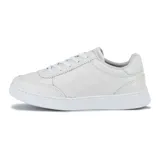 Championes acordonados Comfortflex de cuero blanco, con detalles de costuras y perforaciones.