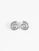 Aros caravanas de acero quirúrgico hipoalergénico con diseño de espiral tridimensional.