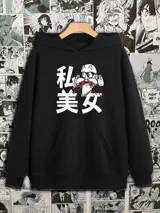 Canguro negro con estampado de Maestro Roshi de Dragon Ball Z con texto en japonés.