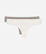 Kit de dos bombachas tipo bikini con diseño seamless y superficie texturizada. Confeccionadas en poliamida y elastano, ofrecen un ajuste cómodo y suave al tacto.