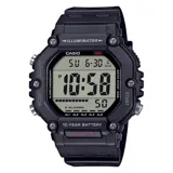 Reloj digital Casio modelo AE1600H-1AVDF, con caja y correa de resina color negro. Cuenta con pantalla LCD de gran tamaño, luz LED, cronómetro, 5 alarmas, calendario y resistencia al agua 100m.