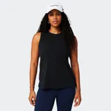 Musculosa deportiva Fabletics de color negro, sin mangas, con cuello redondo y diseño holgado.