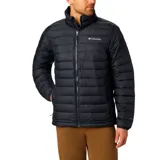 Campera de abrigo Columbia Powder Lite para hombre, color negro, con cierre frontal y logo de la marca en el pecho.