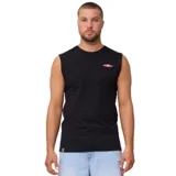 Musculosa negra de algodón con logo estampado en el pecho.