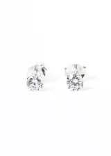 Par de aros pequeños de plata 925 con circonita cúbica transparente de 4mm.