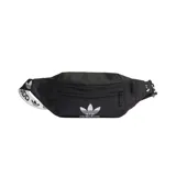 Riñonera Adidas Adicolor Classic de color negro con el logotipo del trébol y la inscripción de la marca en blanco en el frente. Cuenta con cierre de cremallera y correa ajustable con estampado contrastante.