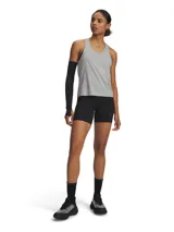 Calza corta deportiva Under Armour Velociti, color negro, de tiro alto con cintura elástica ancha y ajuste ceñido al cuerpo. Confeccionada en tejido HeatGear® transpirable y de secado rápido.