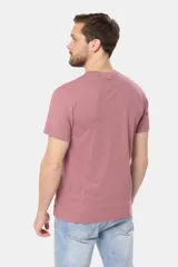 Remera de manga corta color gris, con cuello redondo y estampado frontal multicolor con diseño de remos y tipografía de la marca.