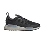 Championes Adidas NMD_V3 negros con detalles en azul y suela Boost blanca.