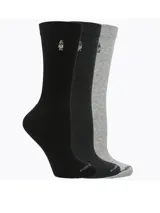Pack de tres pares de medias de largo medio Hush Puppies, en colores negro, gris oscuro y gris claro. Cuentan con el logo de la marca bordado en la parte superior y en la puntera.