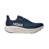 Championes de running Hoka Arahi 8, color azul marino con suela gruesa blanca y logo grande de la marca en el lateral.