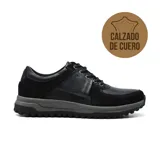 Zapato casual Hi-Tec Byron de cuero negro con detalles en gamuza, cordones y suela de goma.