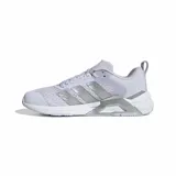 Championes de training Adidas Dropset Control, color lila con las tres tiras características en tono plateado, diseñados para ofrecer estabilidad y soporte en entrenamientos de fuerza.