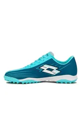 Zapatillas de fútbol 5 Lotto Solista TF, color negro con detalles en blanco, diseñadas para césped sintético.