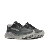 Sneaker de trail running Merrell Agility Peak 6 en color gris oscuro con suela gruesa gris y cordones negros. Cuenta con la inscripción "MERRELL" en el lateral y suela Vibram.