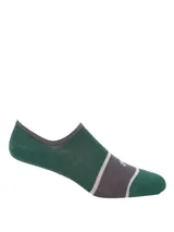 Calcetín invisible de corte bajo, confeccionado en fibra de bambú, con diseño de bloques de color en tonos verde y gris.