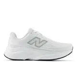 Championes de running New Balance Fresh Foam X Kaiha Road, color blanco con la característica letra "N" en tono gris verdoso y suela con detalles negros. Diseñados con empeine de malla sin costuras y entresuela amortiguada.