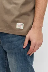 Remera de manga corta y cuello redondo, de corte clásico y color marrón.
