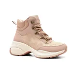 Botas de caña alta color rosa, con plataforma y cordones.