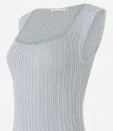 Blusa Cortelle sin mangas de tejido de punto acanalado negro con efecto metalizado, tirantes anchos y escote cuadrado.