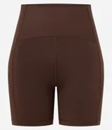 Bermuda ciclista deportiva de tiro alto, color celeste claro, ajustada al cuerpo.