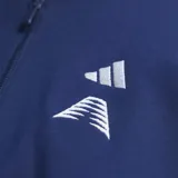 Campera con capucha Adidas Anthony Edwards Foundation, color azul marino, de felpa francesa con cierre frontal completo y diseño holgado.