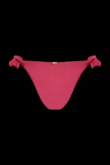 Braguitas de bikini color rosa oscuro con tirantes elásticos y bordado floral 3D en muselina a lo largo del lateral.