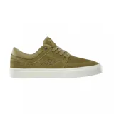 Championes de skate Emerica modelo The Hoban, color verde oliva, confeccionados en gamuza con suela de goma blanca vulcanizada.