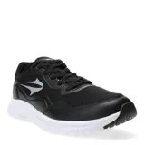 Championes deportivos Topper modelo Wind 5, color negro con detalles en gris y suela blanca. Presentan una combinación de malla transpirable y refuerzos sintéticos, con cierre de cordones y logo de la marca en el lateral.