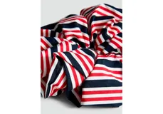 Cole para el pelo de algodón con diseño a rayas en colores rojo, blanco y azul marino.