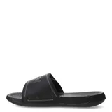 Sandalias tipo ojota Puma Royalcat Comfort 2, color negro con detalles en gris. Presentan una banda superior ajustable con el logo de la marca en relieve y tecnología Softride en la plantilla para mayor amortiguación.