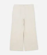 Pantalón de sastrería wide leg color beige, confeccionado en viscosa certificada y lino. Tiene elástico en la espalda para mejor ajuste.