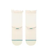 Medias blancas de caña media con detalle de volados en el borde superior y logo de la marca bordado en el lateral.