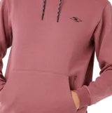 Canguro Rip Curl Vaporcool de color rosa melange, con capucha ajustable mediante cordones estampados, bolsillo frontal tipo canguro y pequeño logo bordado en el pecho.