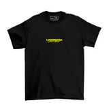 Remera marrón de manga corta con estampado en la espalda que incluye el texto "Limonada Disco Show" y una gran bola de discoteca con forma de limón.