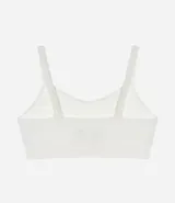 Soutien modelo top, hecho en microfibra color verde agua. Prenda sin relleno, con aro, sin costura y con textura acanalada.