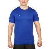 Remera deportiva de manga corta, color azul eléctrico, con cuello redondo y logo de Diadora en blanco en el pecho.