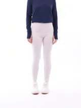 Calza deportiva ajustada color gris claro melange, tiro alto.