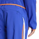 Pantalón deportivo azul con detalles en blanco y naranja, parte de la colección Adidas F50. Confeccionado en tejido técnico de punto doble, con logo de Adidas bordado.