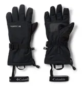 Guantes de invierno Columbia para hombre, impermeables y cortavientos con tecnología térmica. Presentan diseño de largo extendido, puños ajustables con velcro, cordón elástico en el dobladillo y cinta de seguridad amovible. Incluyen refuerzos en la palma y compatibilidad con pantallas táctiles en pulgar e índice.