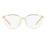 Lentes de receta Ralph modelo 7149U, con armazón de acetato transparente en tono amarillento y forma redondeada.