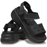 Sandalias Crocs modelo Soho, color marrón, con plataforma alta, plantilla LiteRide™, parte superior de TPU con orificios para dijes Jibbitz y tiras ajustables.
