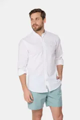 Short de baño azul marino liso con spandex, cintura elástica con cordón regulable, dos bolsillos laterales y suspensor de malla fina.