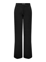 Pantalón sastrero negro de tiro alto con diseño de corte recto y trabillas para cinturón.
