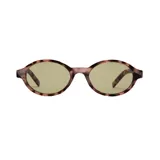 Lentes de sol I-Sea modelo Josie, con armazón ovalado de policarbonato con estampa carey en tonos marrones y cristales verdosos.