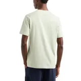 Remera EA7 Emporio Armani de manga corta y cuello redondo en color beige, confeccionada en algodón orgánico. Presenta el logo de la marca en relieve en el centro del pecho.