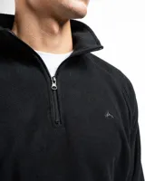 Buzo de polar con cuello alto y cierre frontal parcial, de manga larga y diseño clásico.